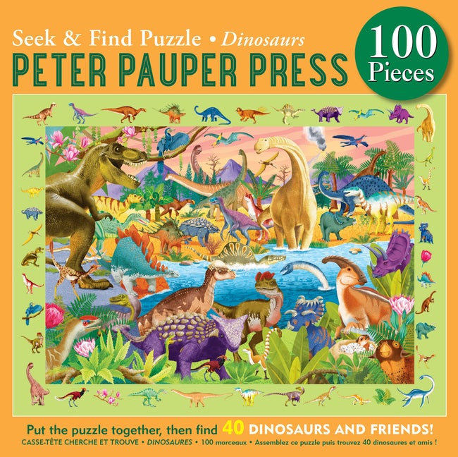 Item #571250 Dinosaurs Seek & Find 100-Piece Jigsaw Puzzle. Mikki Butterly